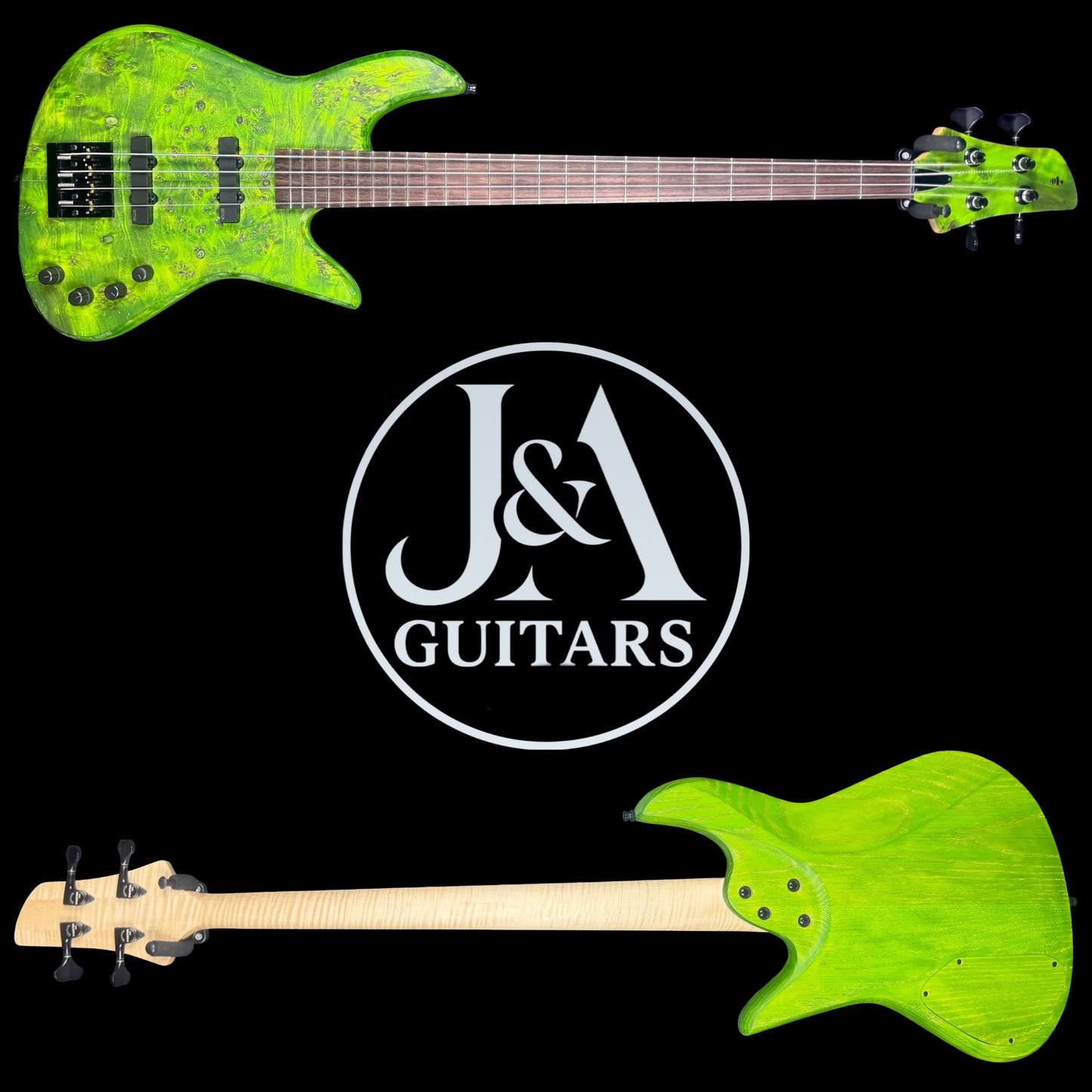 J&A Venom Active Bass Guitar in Toxic Emerald Satin